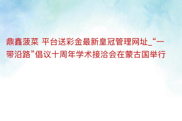 鼎鑫菠菜 平台送彩金最新皇冠管理网址_“一带沿路”倡议十周年学术接洽会在蒙古国举行