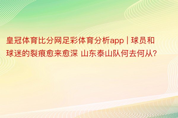 皇冠体育比分网足彩体育分析app | 球员和球迷的裂痕愈来愈深 山东泰山队何去何从？