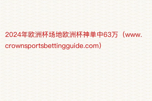 2024年欧洲杯场地欧洲杯神单中63万（www.crownsportsbettingguide.com）